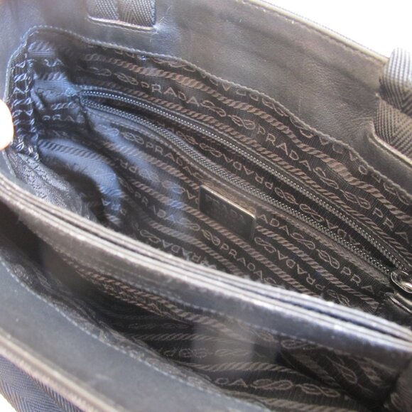 Authentic Vintage Prada Black Canvas Fabric Tote Bag - Picture 9 of 15